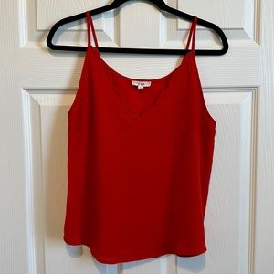 E&M Blood Orange Scalloped Tank Top